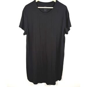 Stars Above Crew Neck Sleep Shirt Short Sleeve Dress Soft Black Womens L NEW